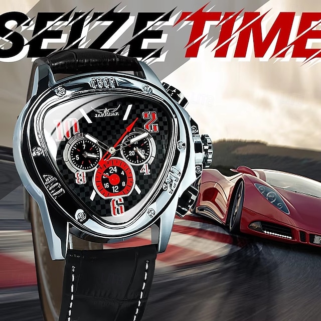  Jargar Top Brand Automatic Mechanical Men Army Triangle Calendar 24 hour Dial Real Leather Sport Wrist Watch