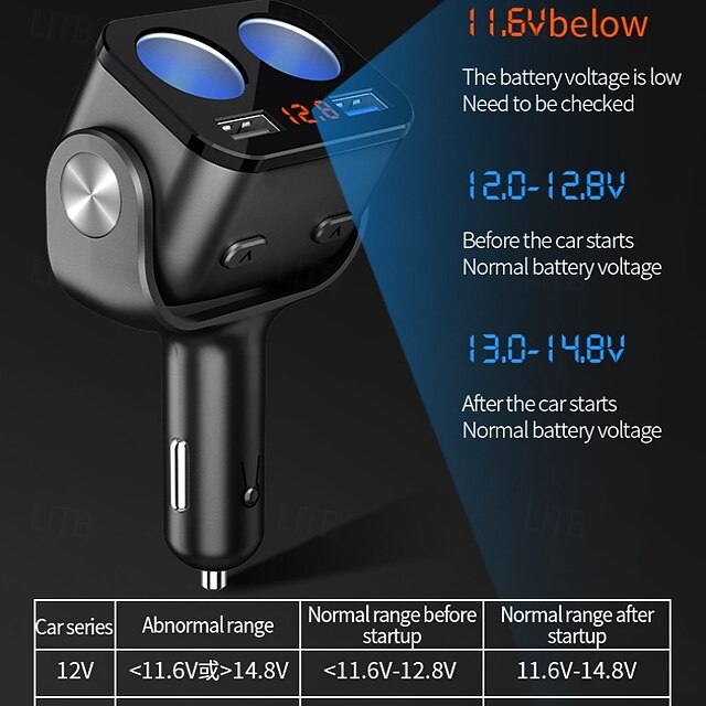 Car Cigarette Lighter Multifunctional One toTwo Conversion Plug USB Car