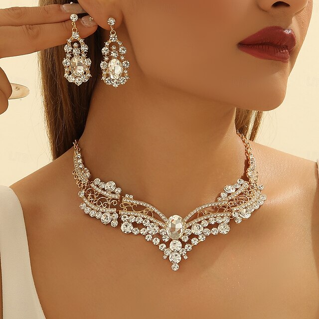 Bridal Jewelry Sets Twopiece Suit Zircon Acrylic Rhinestone 1 Necklace
