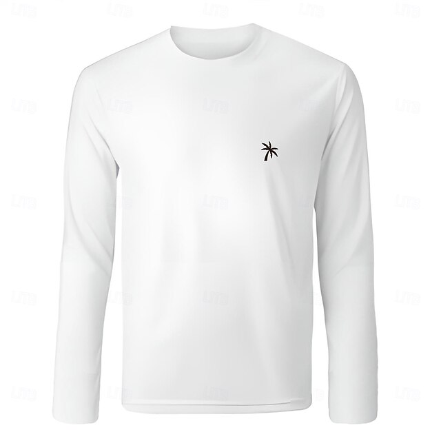 Men's Cotton T shirt Tee Embroidered Palm Tree Crew Neck Training