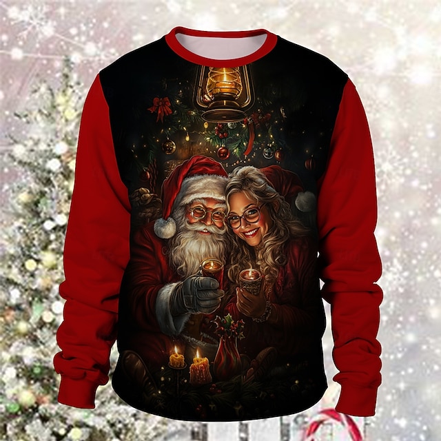  Natal Papai Noel Pullover Moletom engraçado de natal Impressão 3D 3D Natal Arte Gráfica Para Casal Homens Mulheres Adulto Natal Carnaval Impressão 3D Festa Festival