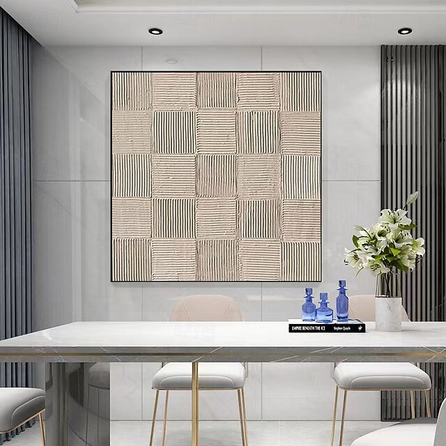 Handpaint Beige Textured Painting On Canvas Wall Art 3D Textured