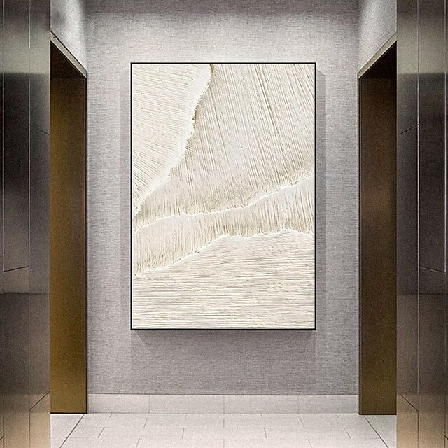 HandPainted Large Beige Abstract Wave Painting Beige Canvas 3D Texture