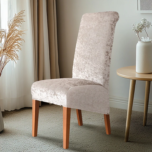 Velvet Plush Dining Chair Covers Black, Burgundy Spandex High back Chair Protector Covers Seat Slipcover with Elastic Band for Dining Room,Wedding 22