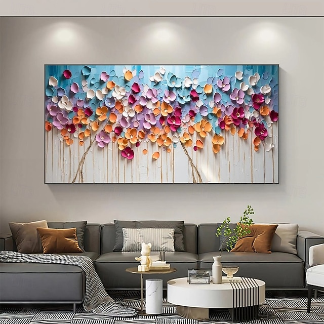  Ölgemälde handgemaltes 3D-Blumengemälde, handgefertigtes Palettenmesser, Blumen, Ölgemälde, Wandkunst, großes 3D-weißes Strukturgemälde, moderne dekorative Gemälde, Impressionismus, abstraktes weißes