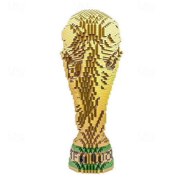  Ensemble de construction de modèle de trophée de coupe du monde en micro-blocs d'architecture - 4000 pièces - Jouet en micro-briques - Cadeau pour adultes, enfants et amateurs de football