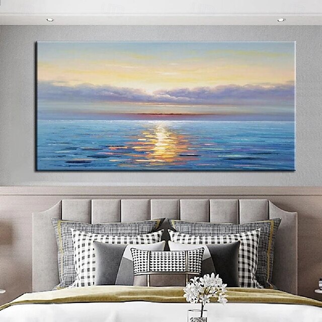  handgemachtes 3D-Ozean-Ölgemälde, handgemachte Wandkunst, blaues riesiges Wellen-Ölgemälde auf Leinwand, handgemaltes Meereswellen-strukturiertes 3D-abstraktes Gemälde, Strandlandschaft, Himmel,