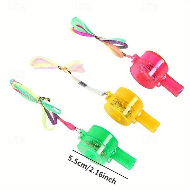 20pcs GlowInTheDark Light Up Whistles with Lanyards NonRechargeable Battery Operated