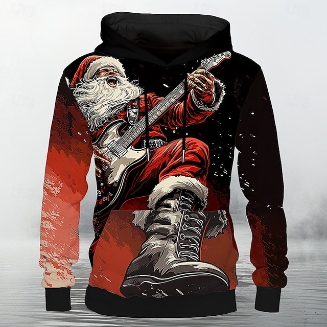  Homme père Noël Sweat à capuche Sweats à Capuche Sweat-shirt Sweat à capuche manche longue Sweat à capuche Capuche Mode 3D effet Noël Voyage Festival Rouge Poche Impression 3D Automne Hiver Designer