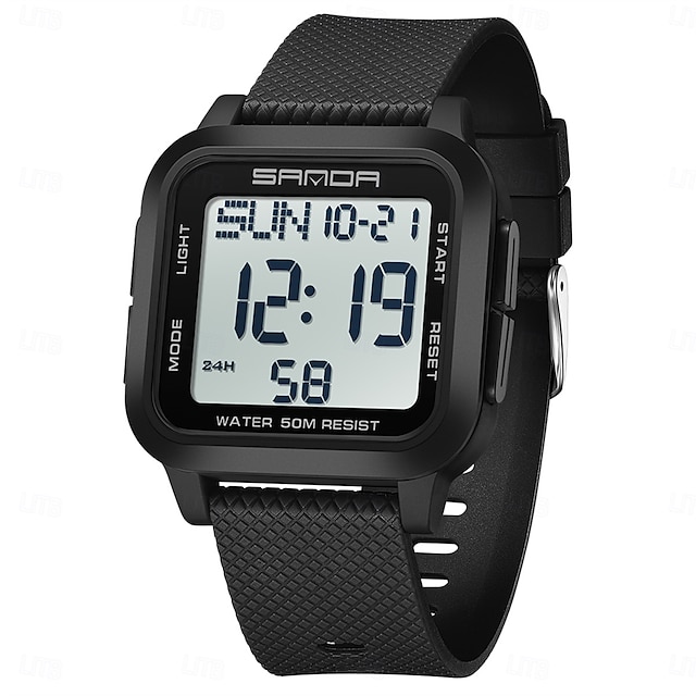  Reloj digital SANDA para hombres reloj deportivo moda casual negocio reloj despertador luminiscente impermeable decoración reloj de TPU