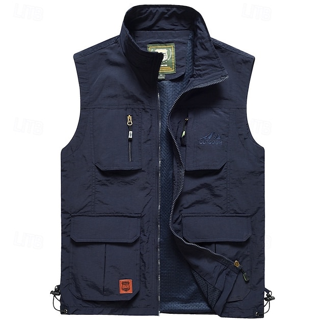  Herren Wanderweste Wanderfleeceweste Ärmellos Weste Außen Bequem Atmungsaktiv Tasche Polyester Schwarz Armeegrün Khaki Jagd Angeln Klettern