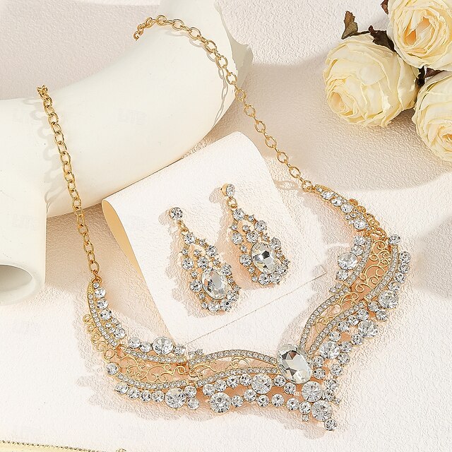 Bridal Jewelry Sets Twopiece Suit Zircon Acrylic Rhinestone 1 Necklace