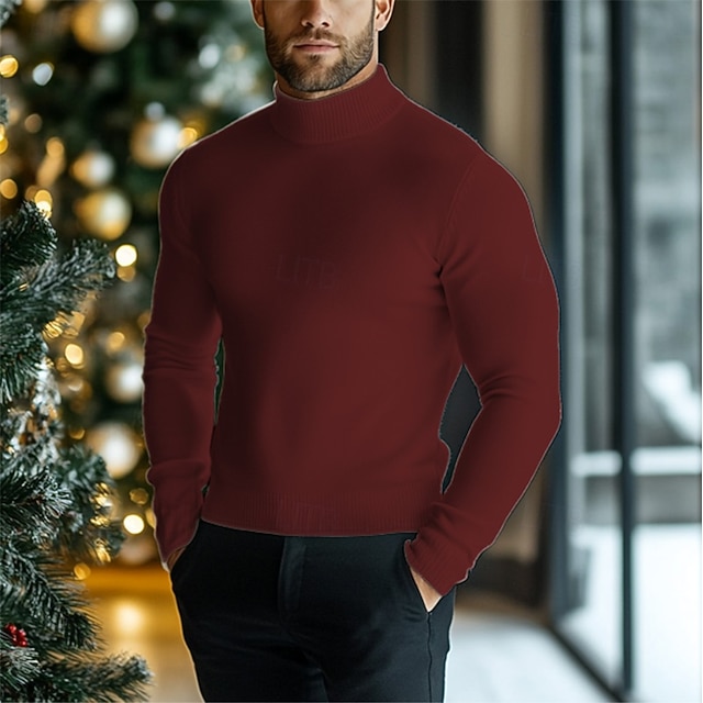  Homme Pull Pull en tricot A côtes Tricoter Normal Tricoté Plein Col Roulé Mode Décontractées Usage quotidien Rendez-vous Vêtement Tenue Automne hiver Noir Blanche S M L