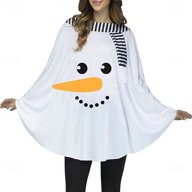 Snowman Cloak Women's Cosplay Costume Christmas Pattern Adults Christmas Christmas Eve Christmas Party Cloak4