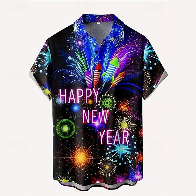 Christmas Men's Christmas Scene Printed Shirts Letter Casual Daily Wear Going out Weekend Autumn / Fall Turndown Short Sleeves Purple S, M, L 4-Way Stretch Fabric New Year2