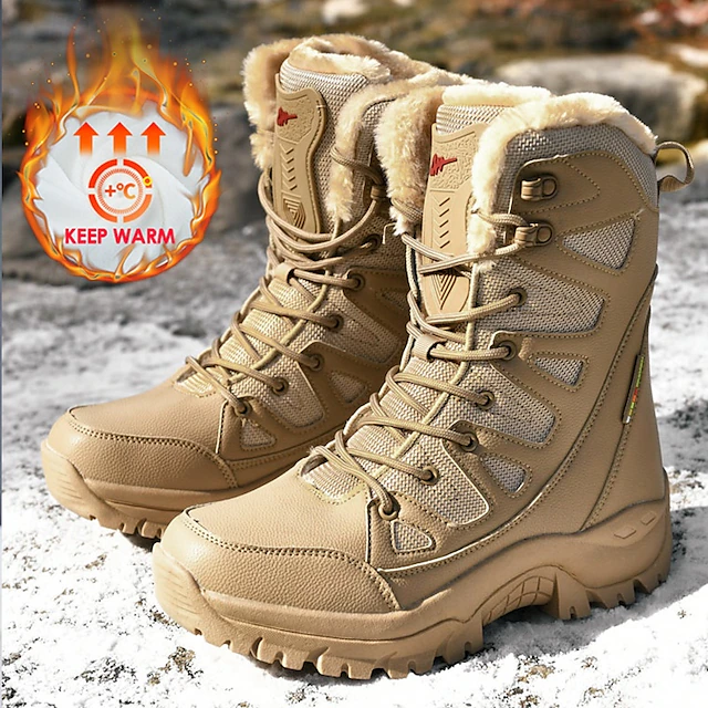 Men's Winter Tactical Boots – Warm Faux Fur Lined, Waterproof High Top Snow Boots with Anti-Slip Sole, Ideal for Outdoor Hiking and Cold Weather 27