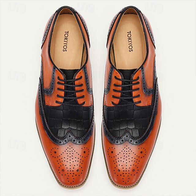 Men's Premium Cowhide Leather Brogue Oxford Shoes Vintage Style