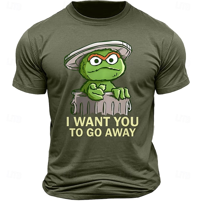  Men's Cartoon Letter Printed Monster T Shirt 100% Cotton Short Sleeve Graphic Shirt Black Deep Blue Army Green Comfortable Tee Vacation Street Fashion Designer Clothing