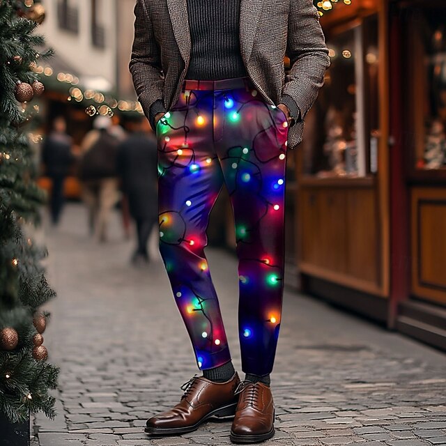 Men's Lanterns Dress Pants Mid Waist Fashion Casual Outdoor Party Dailywear Zipper Pocket Summer Spring Fall 3D Print Rainbow4