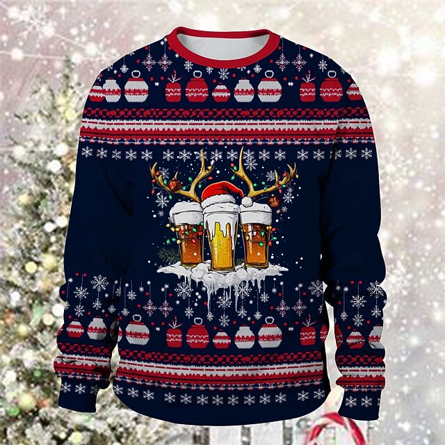  Papai Noel Rena Cerveja Pullover Moletom engraçado de natal 3D Natal Engraçado Para Casal Homens Mulheres Adulto Natal Carnaval Impressão 3D Festa Festival