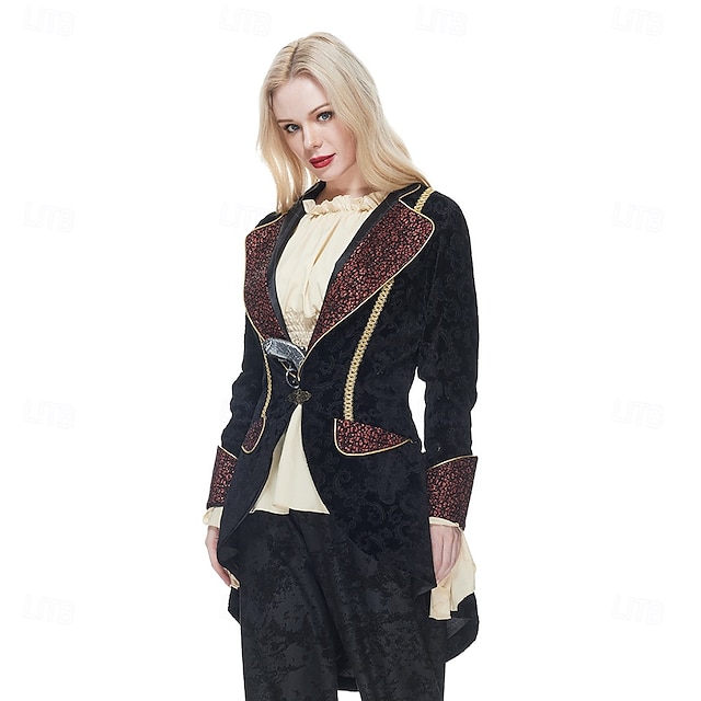  Pirate Viking Carnival Costume Coat Adults' Women's Punk & Gothic Medieval Steampunk Performance Party Halloween Carnival Mardi Gras Easy Carnival Costume