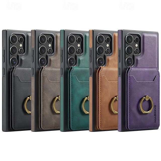  τηλέφωνο tok Για S24 Ultra S24 Plus S24 S23 S25 Ultra Πίσω Κάλυμμα με βάση στήριξης Μαγνητική Υποστήριξη ασύρματης φόρτισης Ρετρό TPU PU δέρμα