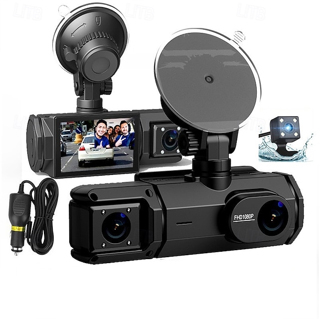  3 κανάλια wifi dash cam για αυτοκίνητα 2 ιντσών DVR αυτοκινήτου με κάμερα οπισθοπορείας 1080p εμπρός μέσα και πίσω κάμερα νυχτερινής όρασης