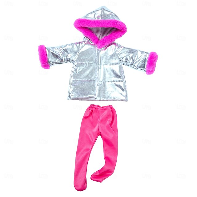  18 tum docka kläder och tillbehör vinter docka outfit set kappa byxor för 18 tum docka flickor presenter (utan docka)