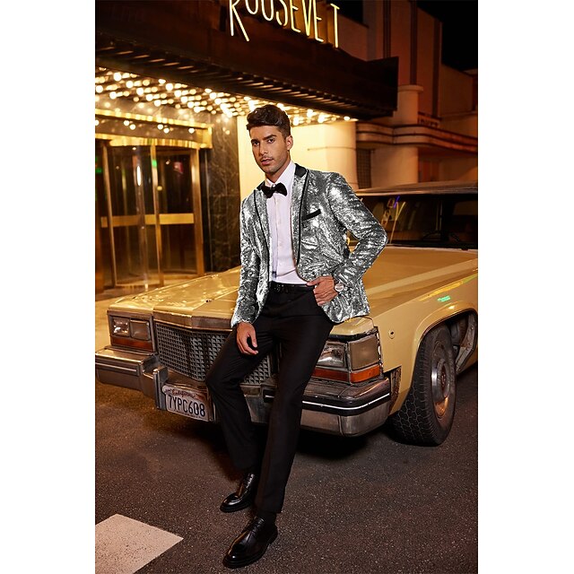 Retro Vintage 1980s Shiny Metallic Tuxedo Suits & Blazers Disco Sequins ...