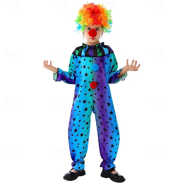  cirkus Žolík Klaun Karnevalový kostým Úbory Cosplay Paruky Kostým Dětské Chlapecké Dívčí cosplay Výkon Párty předvečer Všech svatých Karneval Mardi Gras Jednoduchý karnevalový kostým