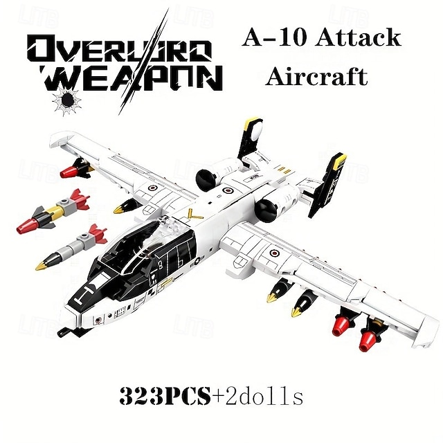  323 stk simulering militær a-10 angrepsfly jagerfly modellsett - inkluderer 2 luftvåpensoldater små puslespill byggeklosser leker for kreativ lek og visning