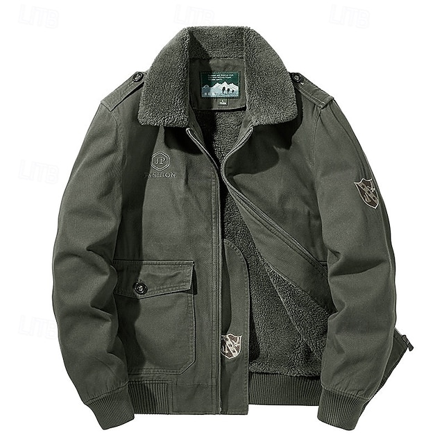  Hombre Chaqueta para senderismo Chaqueta de lana Algodón Invierno Al aire libre Mantiene abrigado Forro Polar Resistente al Viento Resistente al Agua Chaqueta cortavientos Viaje Negro Verde Caqui