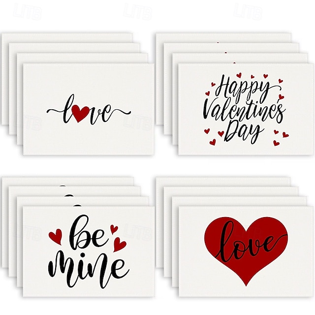  set di 4 tovagliette per San Valentino romantiche e decorative con motivi a forma di cuore o rosa resistenti e resistenti al calore perfette per aggiungere un tocco d'amore all'arredamento della tua