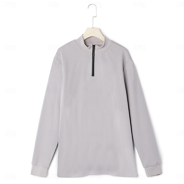Men's Waffle Polo Shirt Outdoor Street Polo Collar Classic Long Sleeve main image 1