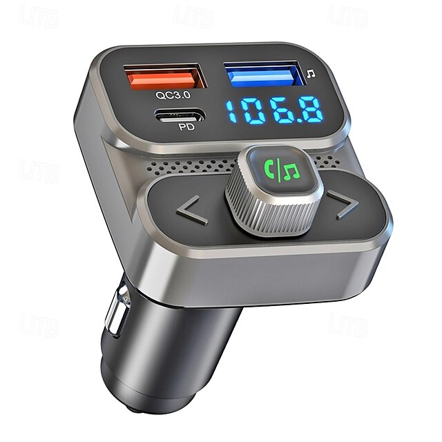  nouveau chargeur de voiture à charge rapide pd 30w qc18w transmetteur fm à reconnexion automatique avec affichage u-disk kit voiture windows bc95