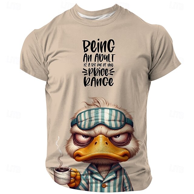 Men's Duck Letter Print T Shirt Short Sleeve T shirt 3D Print Crew Neck Shirt Fashion Athleisure Street Sports Outdoor Daily Light Brown Summer Spring Clothing Apparel S M L XL XXL XXXL4