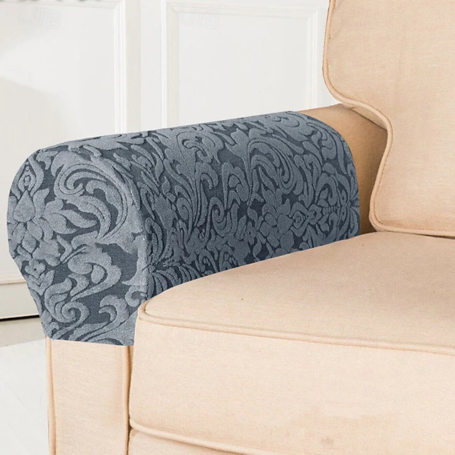 2 Pcs Strech Armrest Cover, Jacquard Armchair Covers for Sofa, Spandex Couch Armrest Slipcover for Recliner, Washable Anti-Scratch For Dogs Pet 15