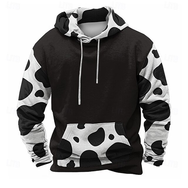 Men's Milk Cows Hoodies Sweatshirt Fashion Cool Long Sleeve Crew Neck Party Holiday Black Drawstring Fall Winter Designer4