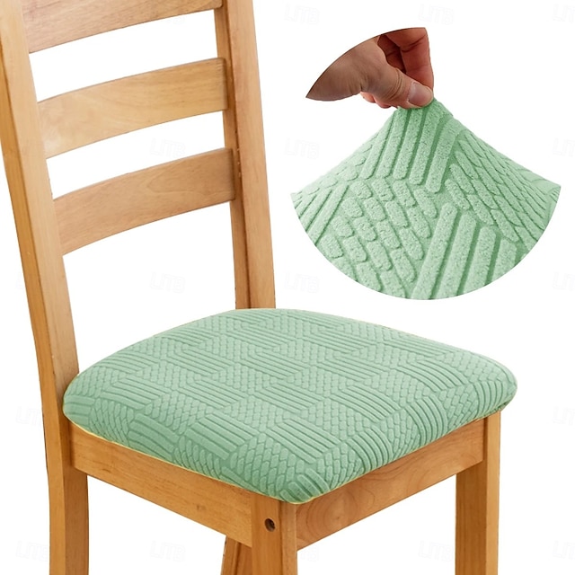  Huse pentru scaune elastice din jacquard, huse elastice detașabile și lavabile, perfecte pentru protejarea pernelor de scaune de sufragerie tapitate, adaugă confort și stil decorului sălii de mese.