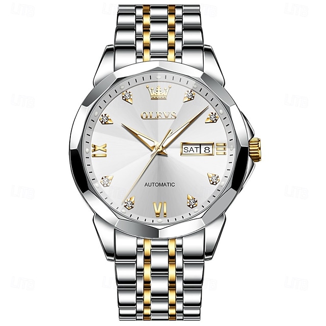  OLEVS Άντρες Χαλαζίας Δημιουργικό Μινιμαλιστικός Μοντέρνα Δουλειά Φωτίζει Ημερολόγιο Εβδομάδα ημερομηνίας ΑΔΙΑΒΡΟΧΟ Ατσάλι Παρακολουθήστε