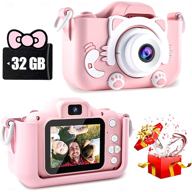  câmera digital para crianças para meninas de 3 a 8 anos, câmera infantil de 9600 W para crianças com cartão SD de 64 GB, brinquedos para meninas de 6 a 8 anos, presentes de aniversário de Natal para