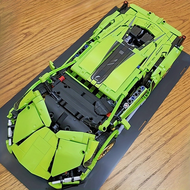  1300pcs Limited Edition Green Supercar Building Set - Premium ABS Collectible Car Model Kit Perfect for Display & Gifting on Halloween and Christmas