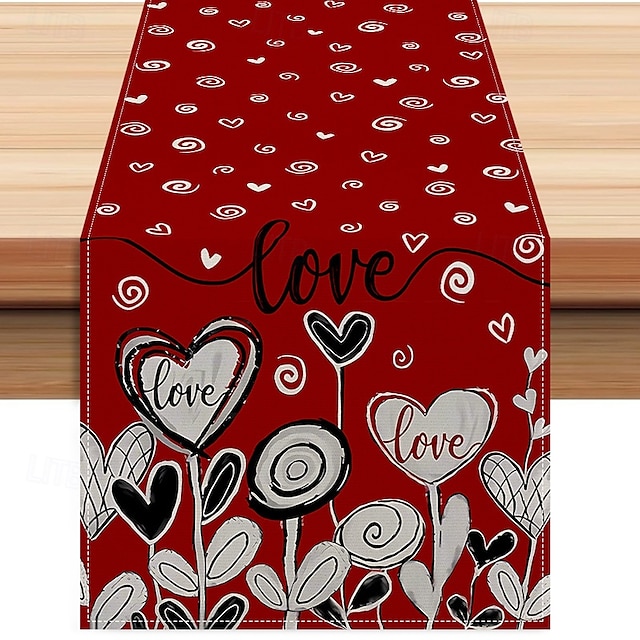  chemin de table rose pour la Saint-Valentin, décoration de table florale romantique avec un élégant design de rose, parfait pour ajouter une touche d'amour et d'élégance à votre dîner de la
