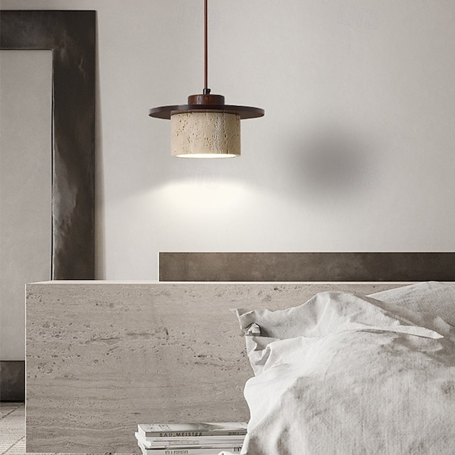  Wabi-Sabi Natural Stone Shade Pendant Light Travertine Droplight 110-240V