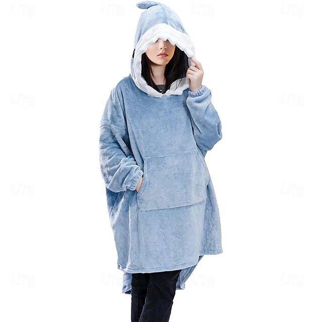  Voksne Helfarge Onesie-pysjamas Oversized hetteteppe Bærbart teppe med lomme Onesie-pysjamas Kigurumi pyjamas søt stil Til Damer og Herrer Karneval Maskerade Tegnefilm