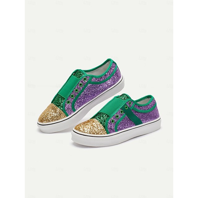 Women's Glitter SlipOn Sneakers Sparkling Casual Shoes with Green