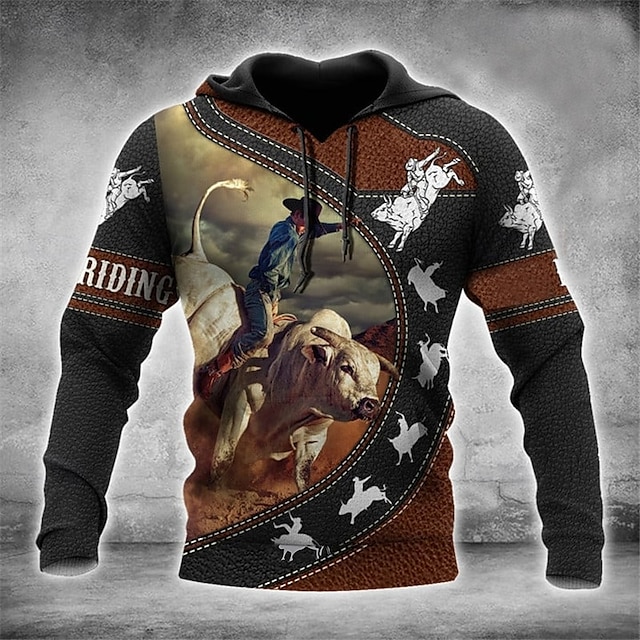 Men's Graphic Prints Hoodie Hoodies Sweatshirt Streetwear Designer Long Sleeve Hooded Daily Sports Brown Print Spring & Fall Designer4