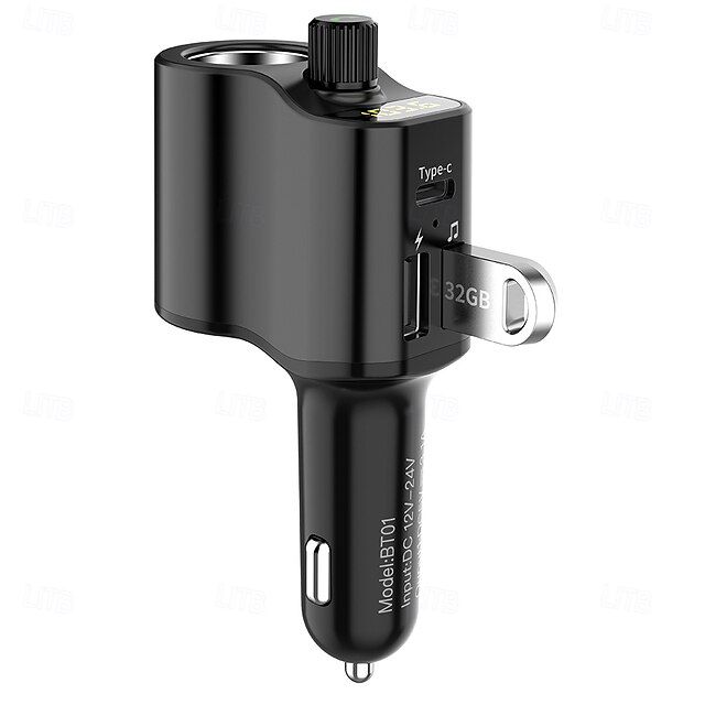  FM-Transmitter BT 5.0 Auto-Kit Freisprecheinrichtung Auto-Musik-Player Zigarettenanzünder-Splitter Dual-USB-Autoladegerät