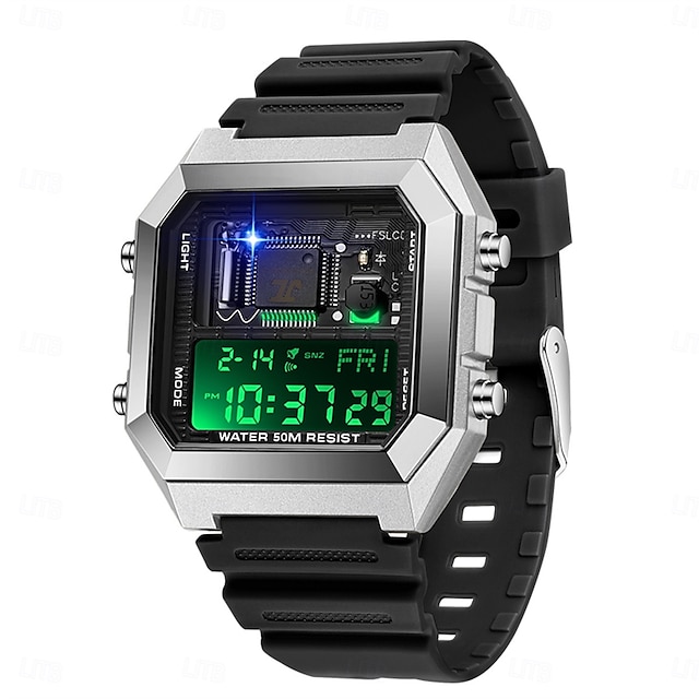  SANDA Heren Digitaal horloge Modieus Vrijetijdshorloge Polshorloge Stootvast Lichtgevend Stopwatch Wekker Aftellen TPU Horloge