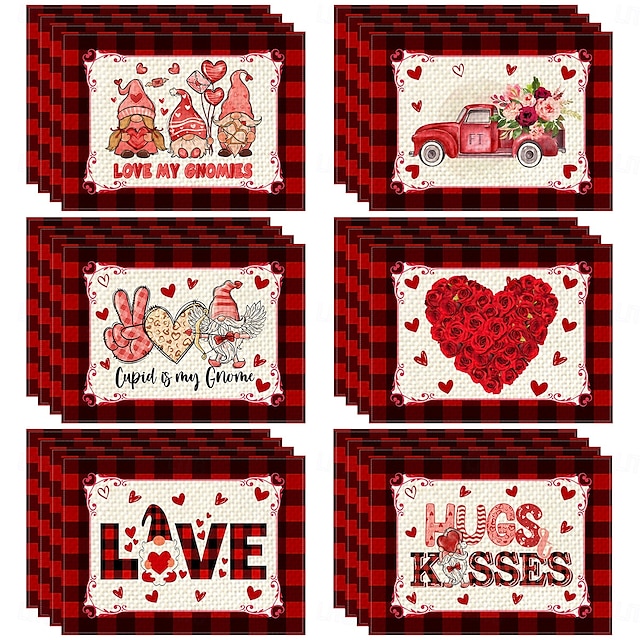  Valentine's Day Placemats Set of 4 Romantic and Decorative Table Mats Featuring Heart or Rose Patterns Durable and Heat-Resistant Perfect for Adding a Touch of Love to Your Dining Table Decor